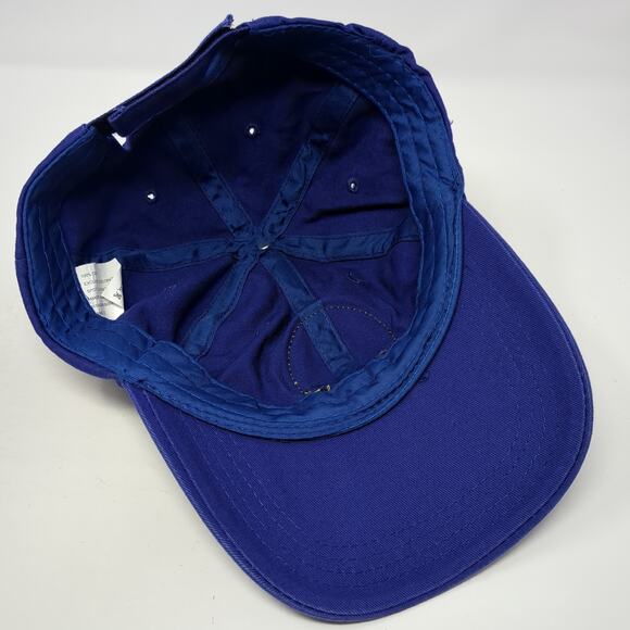 Smiley Logo Strapback Baseball Cap Blue One Size Adjustable Vented Holes 6 Panel - Picture 8 of 10